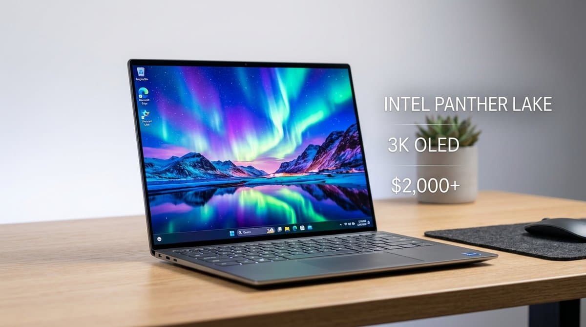 ภาพ Dell XPS 14 (2026) สีกราไฟต์ เปิดหน้าจอแสดงผล OLED สวยงาม พร้อมสเปกและคะแนนรีวิว