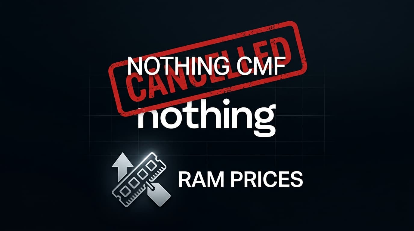 Nothing CMF Phone กับชิป RAM เรืองแสงบนพื้นหลังสีดำ แสดงแนวคิดสมาร์ตโฟนราคาประหยัดที่ถูกยกเลิกเพราะราคา RAM พุ่ง